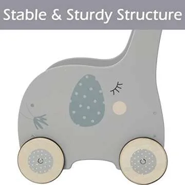 Grey Elephant 2-in-1 Wooden Baby Walker for Toddlers