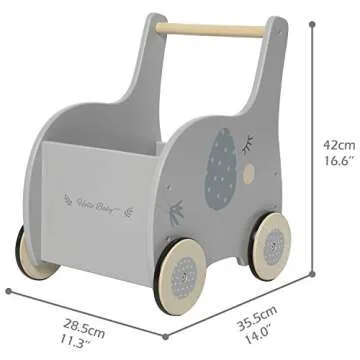 Grey Elephant 2-in-1 Wooden Baby Walker for Toddlers