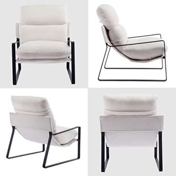 DUOMAY Modern White Sherpa Accent Chair for Comfort