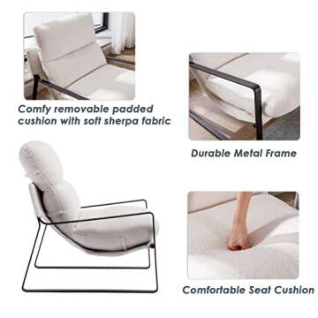 DUOMAY Modern White Sherpa Accent Chair for Comfort