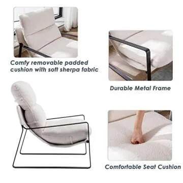 DUOMAY Modern White Sherpa Accent Chair for Comfort