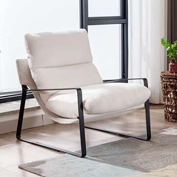 DUOMAY Modern White Sherpa Accent Chair for Comfort
