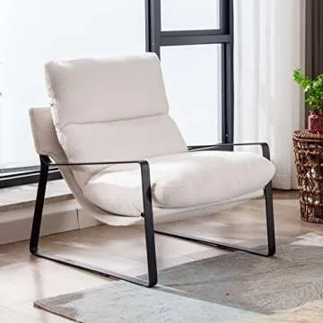 DUOMAY Modern White Sherpa Accent Chair for Comfort