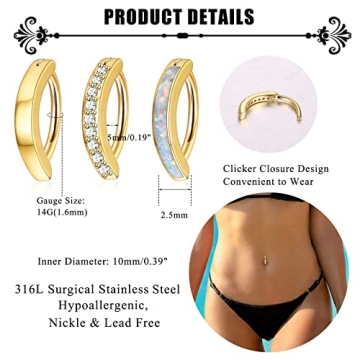Stylish Jstyle 3PCS Belly Button Rings Set for Women