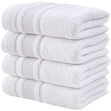 Qute Home 100% Turkish Cotton Bath Towel Set, Quick Dry Soft and Absorbent, 4 Premium Quality Towels...
