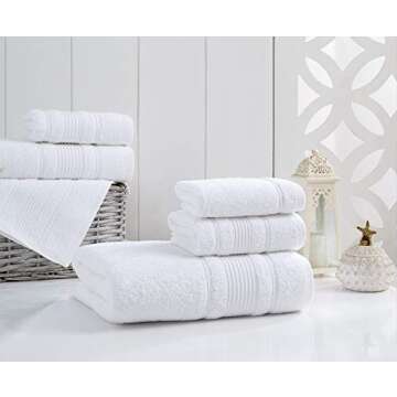 Qute Home 100% Turkish Cotton Bath Towel Set, Quick Dry Soft and Absorbent, 4 Premium Quality Towels for Bathroom (White)