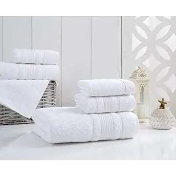 Qute Home 100% Turkish Cotton Bath Towel Set, Quick Dry Soft and Absorbent, 4 Premium Quality Towels for Bathroom (White)