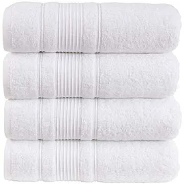 Qute Home 100% Turkish Cotton Bath Towel Set, Quick Dry Soft and Absorbent, 4 Premium Quality Towels for Bathroom (White)