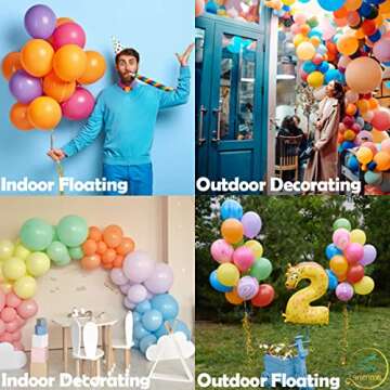 AFTERLOON® Biodegradable Balloons 72 pcs Pearlized White/Silver/Baby Blue 12 Inch Latex Pearl Color, Thickened Extra Strong Latex Helium Float, for Baby Gender Wedding Birthday Party Decorations