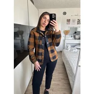 Stylish Zeagoo Women's Plaid Shacket Cozy Fleece Jacket