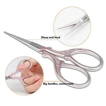 Hisuper Embroidery Scissors Stainless Steel Sharp 3.6 inch Scissors with Leather Scissors Cover for Sewing Crafting, Art Work, Threading, Needlework - DIY Tools Dressmaker Small Shears Pink Purple