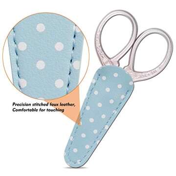 Hisuper Embroidery Scissors Stainless Steel Sharp 3.6 inch Scissors with Leather Scissors Cover for Sewing Crafting, Art Work, Threading, Needlework - DIY Tools Dressmaker Small Shears Pink Purple