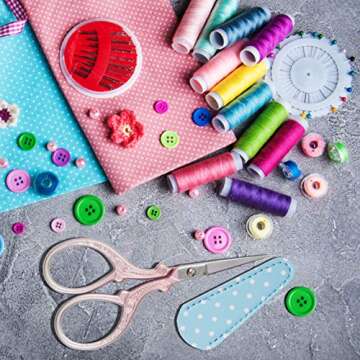 Hisuper Embroidery Scissors Stainless Steel Sharp 3.6 inch Scissors with Leather Scissors Cover for Sewing Crafting, Art Work, Threading, Needlework - DIY Tools Dressmaker Small Shears Pink Purple