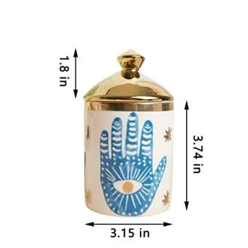 Beccalame Big Eye Aromatherapy Candle Jar With Lid Ceramic Makecup Cotton Swab Holder Home Deocrativ...