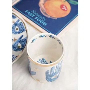 Beccalame Big Eye Aromatherapy Candle Jar With Lid Ceramic Makecup Cotton Swab Holder Home Deocrative Bottler, Home Fireplace Kitchen Dining Decor For Living Room Knick Knacks Candle Holder