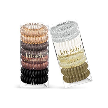 Kitsch Waterproof Spiral Hair Ties - 8 Pack for Brunettes & Blondes with Discount