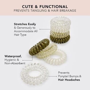 Kitsch Waterproof Spiral Hair Ties for Women - Stylish & Durable