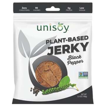 Unisoy Plant Based Jerky - High Protein Plant Based Vegan Jerky Snacks - Sustainable, Non-GMO, Low S...