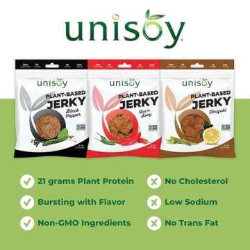 Unisoy Vegan Jerky – Flavorful Plant Based Snacks Pack