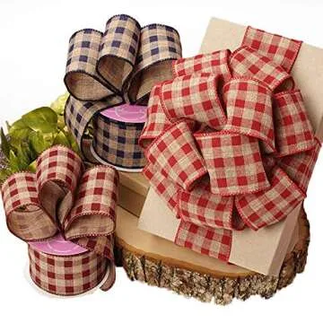 Burgundy Gingham Wired Ribbon - Perfect for Every Occasion