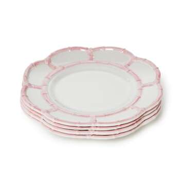 Two's Company Pink Bamboo Touch Salad Plates, 8.75-Inch, Melamine, Set of 4