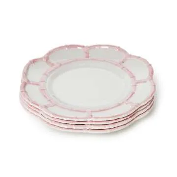 Two's Company Pink Bamboo Touch Salad Plates, 8.75-Inch, Melamine, Set of 4