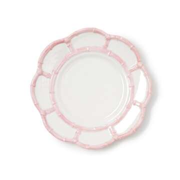 Two's Company Pink Bamboo Touch Salad Plates, 8.75-Inch, Melamine, Set of 4