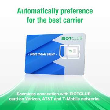 EIOTCLUB Data SIM Card Triple Play- USA Coverage No Contract 4G LTE Cellular for Security Solar and ...