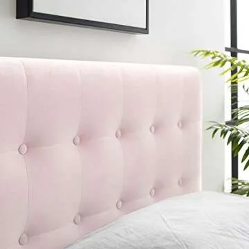 Modway Emily Twin Velvet Headboard in Soft Pink, Stylish Design