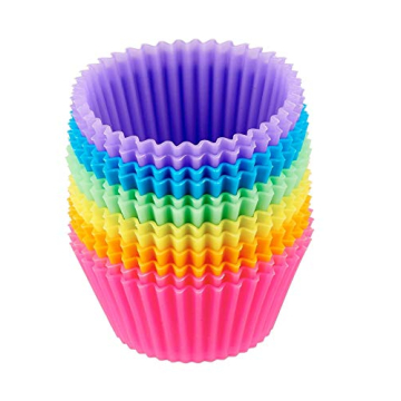 Baking Cups 24 Pack, Multi-color Reusable Silicone Cupcake Liners, Non-stick and Flexible Silicone M...