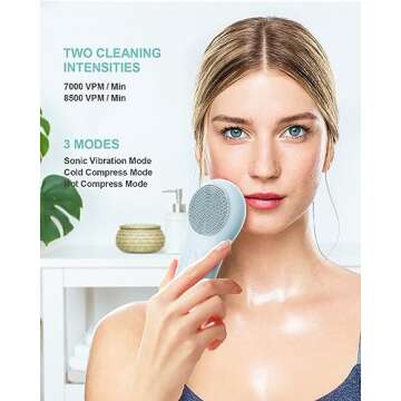 EZBASICS Facial Cleansing Brush face Scrubber Waterproof Face Scrub Brush for Men & Women Rechargeable Face Brushes for Facial Electric Silicone Face Scrubber Cleanser Brush 1 Pack+3 Modes Light Grey