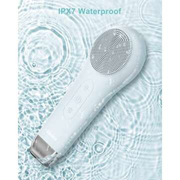 EZBASICS Facial Cleansing Brush face Scrubber Waterproof Face Scrub Brush for Men & Women Rechargeable Face Brushes for Facial Electric Silicone Face Scrubber Cleanser Brush 1 Pack+3 Modes Light Grey