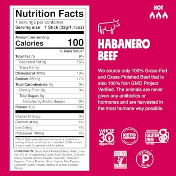 Chomps Spicy Habanero Beef Jerky Snack Sticks 24-Pack