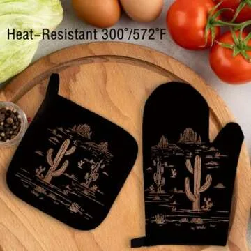 Stylish Qeheb Western Desert Oven Mitts and Pot Holders Set