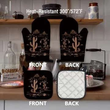 Stylish Qeheb Western Desert Oven Mitts and Pot Holders Set