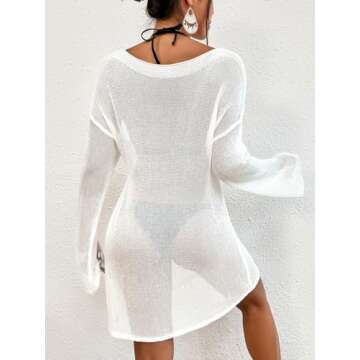 Bsubseach Crochet Cover Ups for Women Bathing Suit Cover Up Dress Mesh Beach Top White