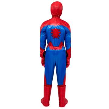 Marvel Spider-Man Official Youth Halloween Costume - Padded Jumpsuit with Gloves, Boot Covers, and Detachable Mask (S) Multi