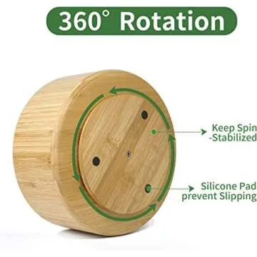 VaeFae Bamboo Pen Holder Organizer, 360° Rotating Art Supply Organizer, Desktop Storage for Marker Pens, Colored Pencil, Art Brushes, etc.