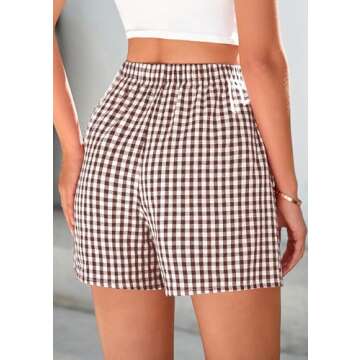 PRETTYGARDEN Womens Shorts Boxers 2025 Summer Gingham Pajama Lounge Sleep Y2K Plaid Pj Shorts Beach ...