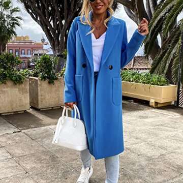 Womens Wool Coat, Fashion Autumn and Winter Long-Sleeved Lapel Tweed Coat Windbreaker Jacket Jacket ...