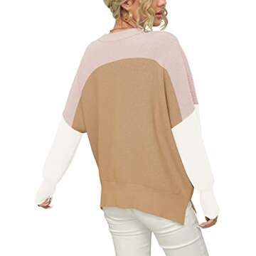 Stylish LOGENE Oversized Crewneck Batwing Sweater - Pink Beige