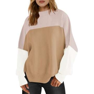 Stylish LOGENE Oversized Crewneck Batwing Sweater - Pink Beige