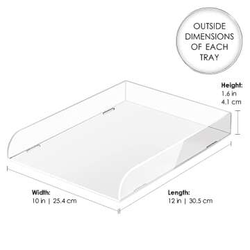 Elavain Acrylic Stackable Paper Tray Organizer - 3 Tier Elegant Design for Home & Office