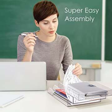 Elavain Stackable Acrylic Paper Tray Organizer - 3 Pack