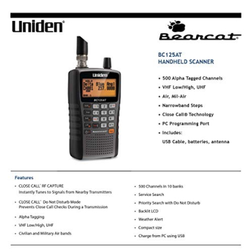 Uniden Bearcat BC125AT Handheld Scanner with 500 Channels