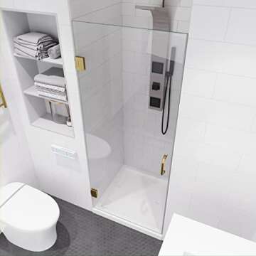 Luxurious ANZZI Frameless Shower Door with Brushed Gold Finish