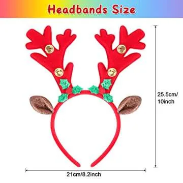 ATESSON Reindeer Ears Headband with Jingle Bells