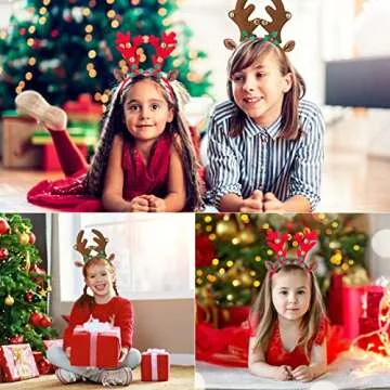 ATESSON Reindeer Ears Headband with Jingle Bells