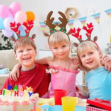 ATESSON Reindeer Ears Headband with Jingle Bells