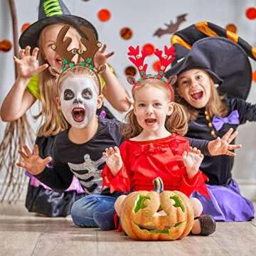 ATESSON Reindeer Ears Headband with Jingle Bells